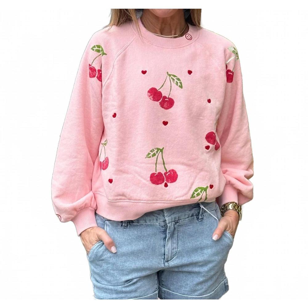 NEW JUST MADISON cherries sweatshirt in pink